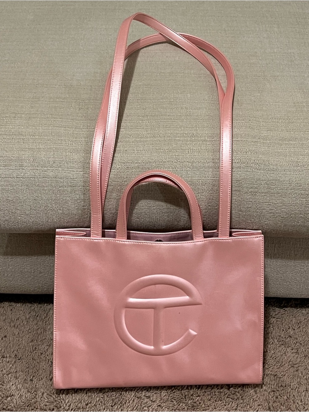 Telfar Blush Pink Small Shopper Tote with Embossed Logo